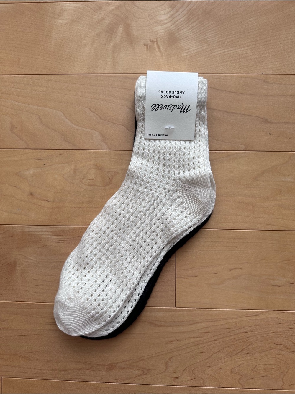 NWT Madewell Pointelle Ankle Socks Two-Pack Crew in Black/White